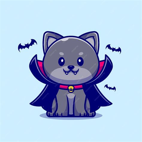 Premium Vector Cute Vampire Cat Cartoon Illustration