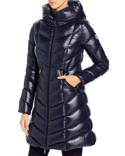 moncler women s marus hooded long down puffer coat in navy modesens