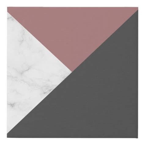 Geometric Marble Pink And Dark Grey Leftright Faux Canvas Print