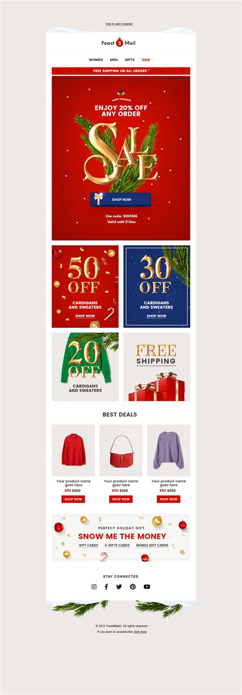 Feastmail 3 Responsive Christmas Email Template Free Download