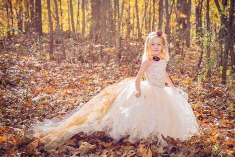 Fall Flower Girl Dress Autumn Dress Champagne Dress With Color
