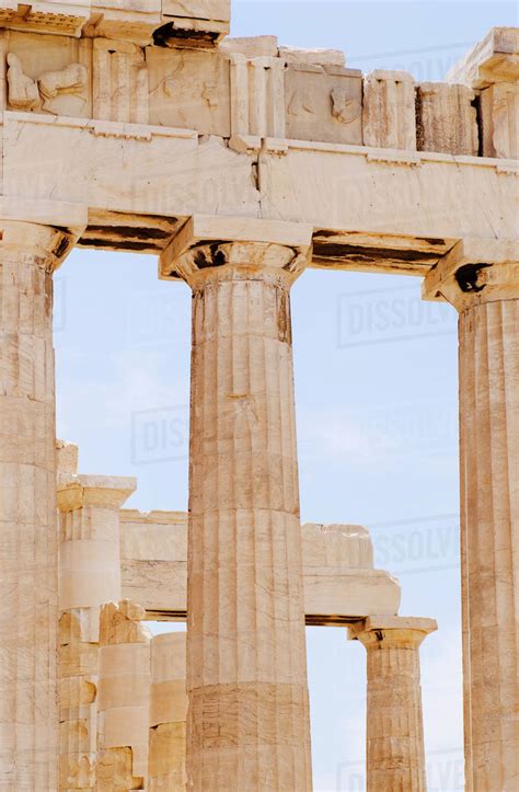 Greece Athens Acropolis Doric Columns Of Parthenon Stock Photo