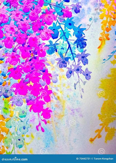 Painting Imagination Colorful Of Orchid Beauty Flowers And Emotion