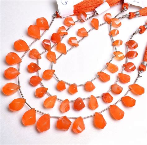 Natural Carnelian Twisted Drops Beads Buy Online Shyama Gems