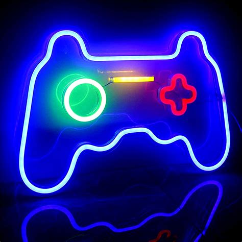 Qnbes Led Game Shaped Neon Signs Lights Gamepad Gamer Neon Signs For