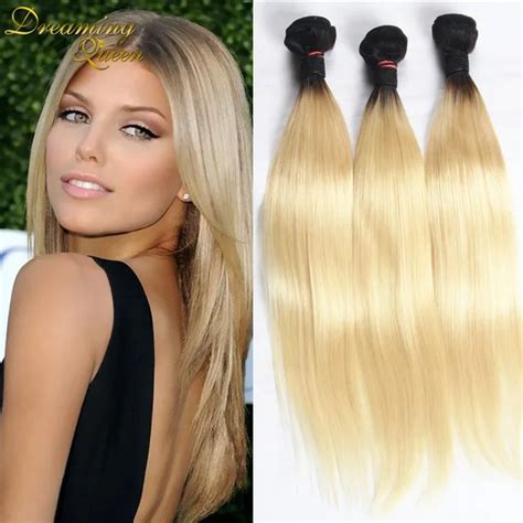 1b 613 two tone ombre straight brazilian human hair weaves 613 blonde virgin human hair 3pcs lot