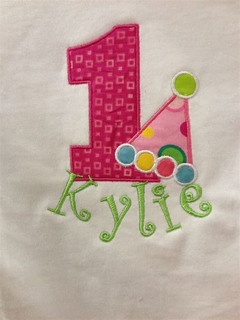 1st Birthday Applique Can Use Other Numbers With Bday Hat Applique