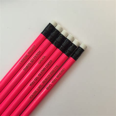 Mean Girls Assorted Engraved Pencil Set 6 Hot Pink Pencils So Etsy