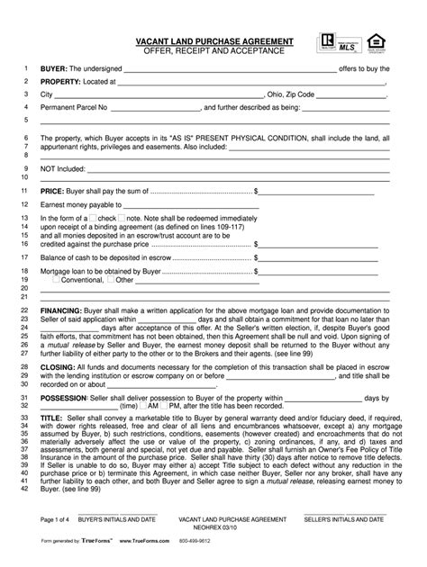 Ohio Real Estate Purchase Agreement Template
