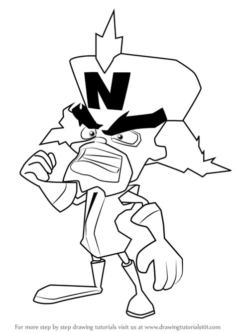 Online app to draw with a neon glow effect pen. Learn How to Draw Doctor Neo Cortex from Crash Bandicoot ...