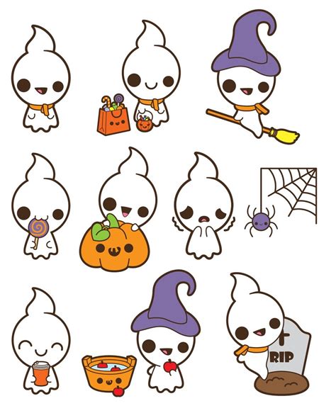 Kawaii Ghost Clipart Cute Ghost Clipart Kawaii Halloween Clipart
