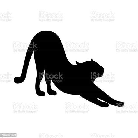 Ilustración De Silueta De Gato Que Arquea Su Espalda Silueta Negra De