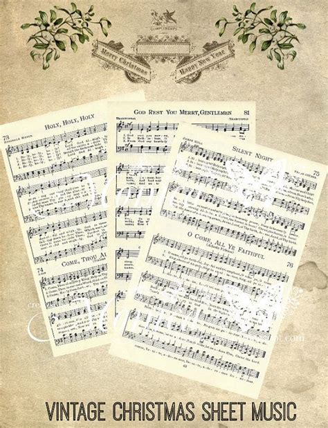 Ephemera Vintage Christmas Sheet Music Digital Etsy Christmas Sheet