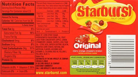Starburst Ingredients 2017