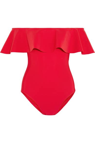 Karla Colletto Zaha Off The Shoulder Ruffled Swimsuit Net A Portercom