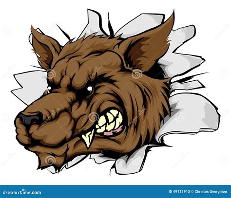 Wolf Sports Mascot Breakthrough Stock Vector Image 49121913