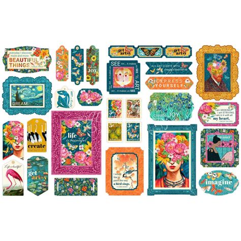Graphic 45 Die Cut Assortment Lets Get Artsy Tags And Frames