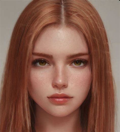 Digital Portrait Art Digital Art Girl Asian Red Hair Red Hair Green