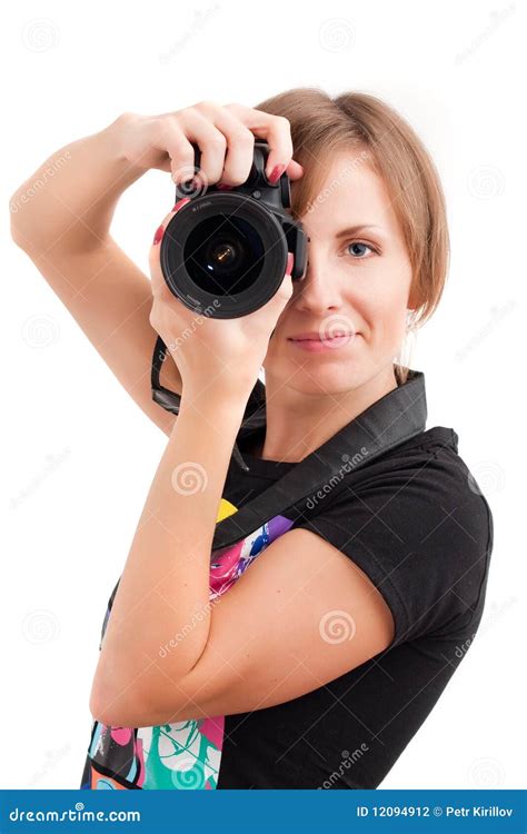 Young Woman Photographer Stock Photo Image Of Lady Camera 12094912