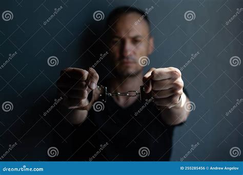 Prisoner Concept Handcuffed Hands Of A Prisoner In Prison Male Prisoners Were Severely