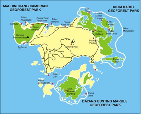Map Of Langkawi Geopark That Show The Location Of Three Geoforest Parks