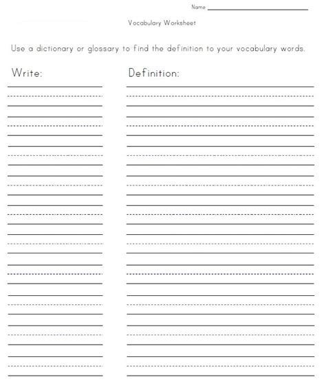 Blank Vocabulary Worksheets Pdf Fill Online Printable 8 Blank