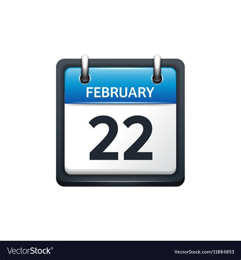February 22 Calendar Icon Royalty Free Vector Image