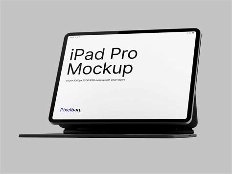 Horizontal Ipad Pro Psd Mockup With Keyboard — Pixelbag Free Design