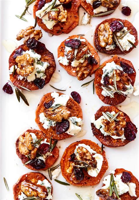 Sweet Potato Crostini With Blue Cheese And Honey