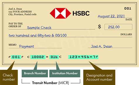 10002 016 — Transit Number For The Hsbc Bank Canada In Toronto