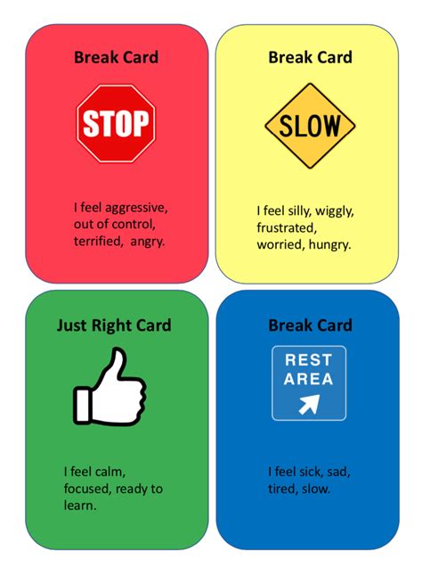 Break Cards For The Classroom Social Emotional Learning Social