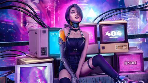 Cyberpunk Girl Retro Art 4k Hd Artist 4k Wallpapers Images Backgrounds Photos And Pictures