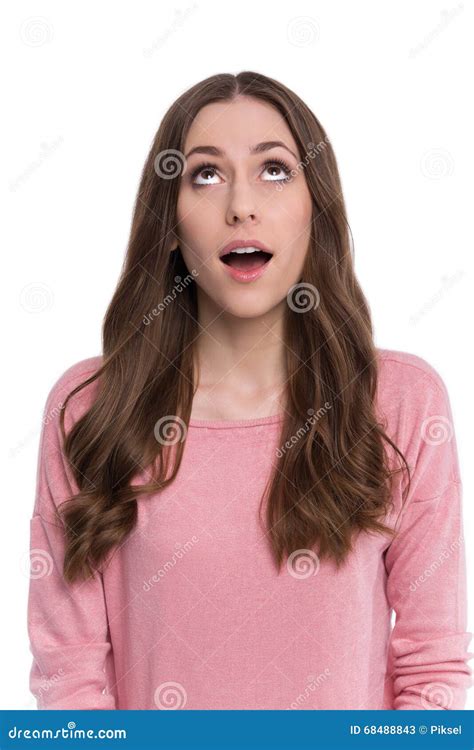 Young Woman Looking Up Stock Image Image Of Thinking 68488843