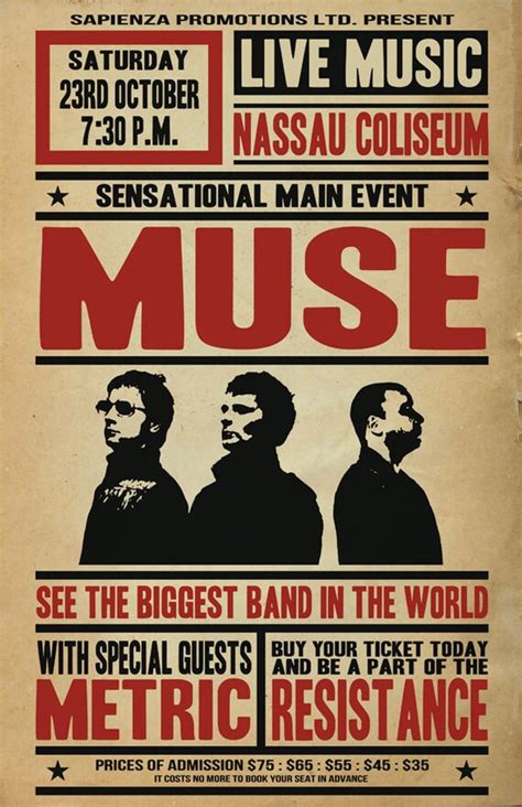 Muse Tour Poster Concept Etsy