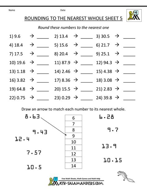 Rounding Numbers 5th Grade Worksheet