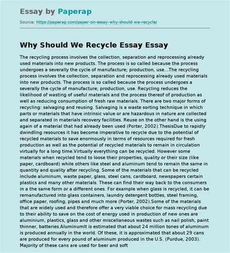 Why Should We Recycle Essay Free Essay Example