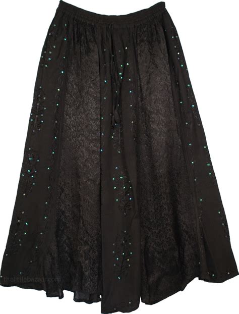 Black Skirt With Sequins Embroidery Clearance Sale On Bags Skirts