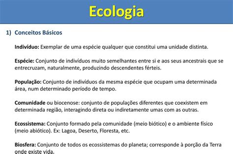 Introdução à Ecologia Conceitos Básicos Mundo Ecologia
