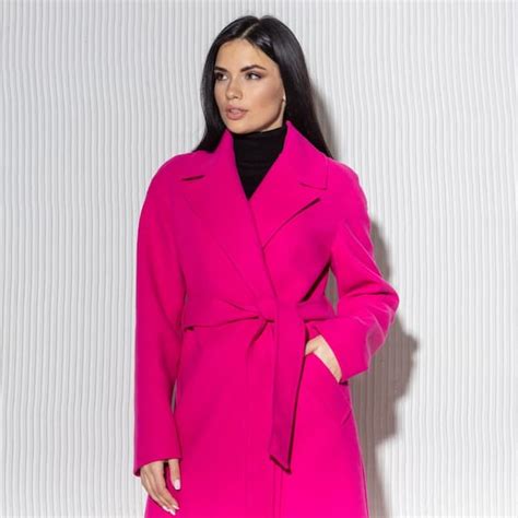 Hot Pink Wool Wrap Coat Wool Wrap Coat Womens Wool Coat With Etsy
