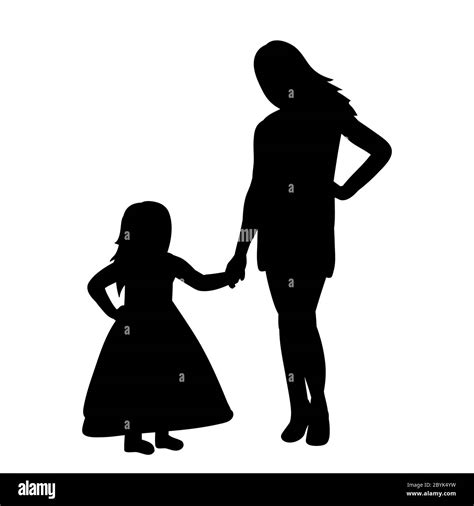 Silueta Negra Mamá E Hija Imagen Vector De Stock Alamy