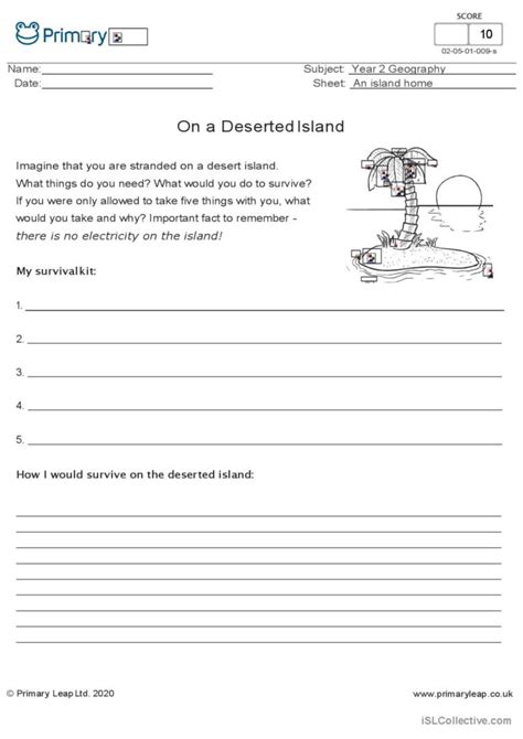 Creative Writing Stranded On A Des English Esl Worksheets Pdf And Doc