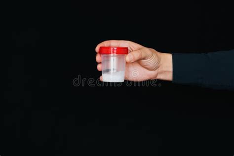 Container With Sperm In The Hand Of A Male Donor Stock Image Image Of Check Test 141129291