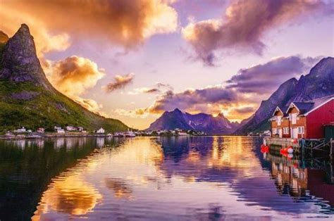 Solve Midnight Sun Reflections In Reine Lofoten Norway Jigsaw Puzzle