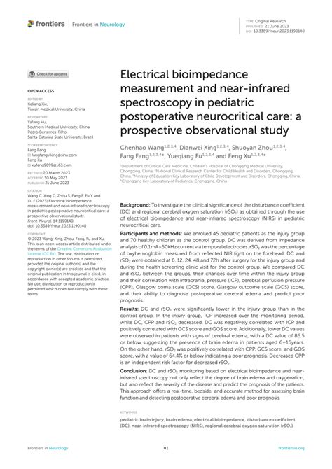 Pdf Electrical Bioimpedance Measurement And Near Infrared