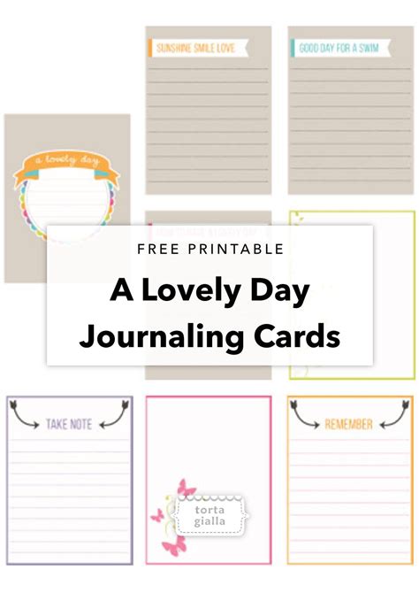 Free Printable A Lovely Day Journaling Card Set Tortagialla Journal