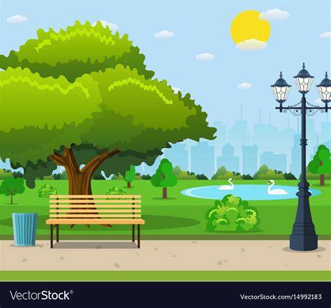 City Park Bench Under A Big Green Tree Royalty Free Vector