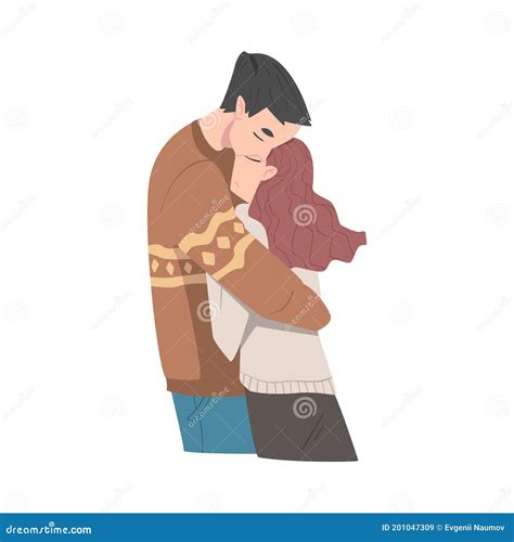 Romantic Couple In Love Hugging Cartoon Style Vector Illustration Stock Vector Illustration Of