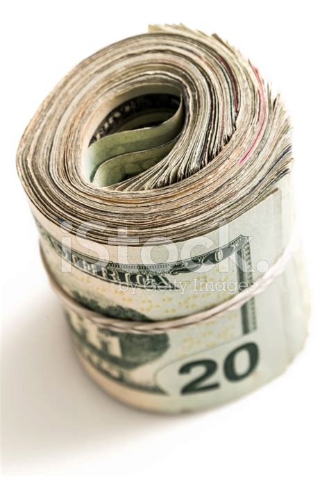 Used Rolled Twenty Dollar Bills Bundle Stock Photo Royalty Free