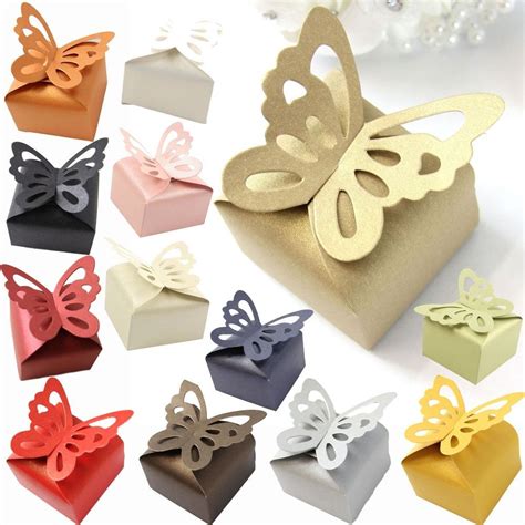 Butterfly Top Wedding Favour Boxes On Pearlised Card Laser