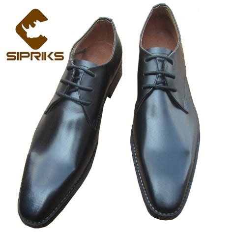 Sipriks Mens Goodyear Welted Shoes Black Leather Mens Dress Oxfords